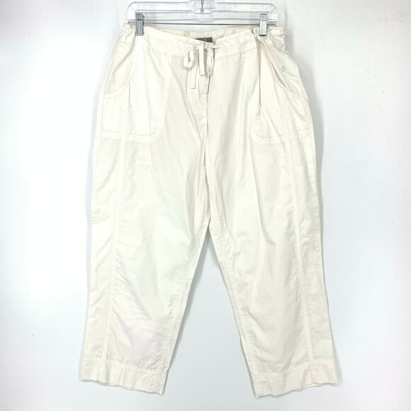 J. Jill Women's Size 12 Stretch Loose Leg Capri Drawstring Pants Cream White - Picture 1 of 6